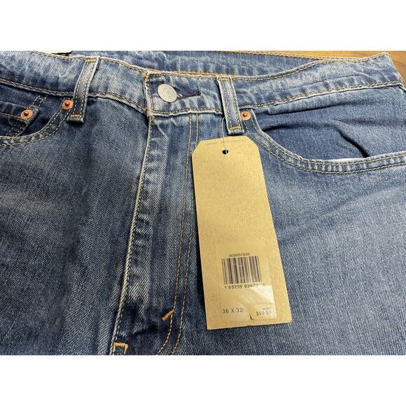 Levis 505 Jeans Men's Size 36x32 Straight Leg Regular Fit Stretch Blue Denim NWT - Picture 5 of 15